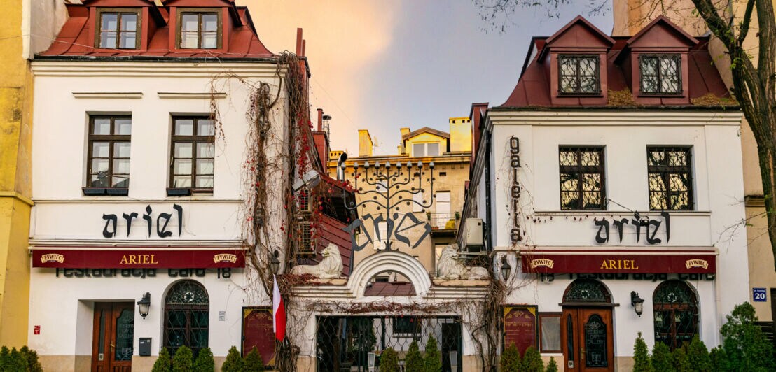 Fassade eines historischen Cafés im alten jüdischen Stadtteil Kazimierz.