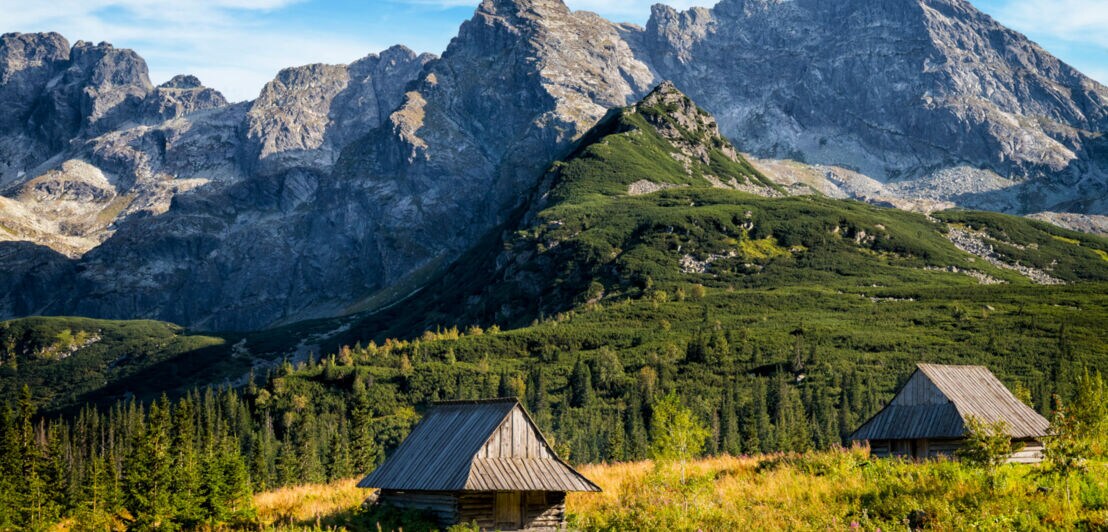 Gasienicowa-Tal mit verlassenen Hirtenhütten im Tatra-Gebirge.