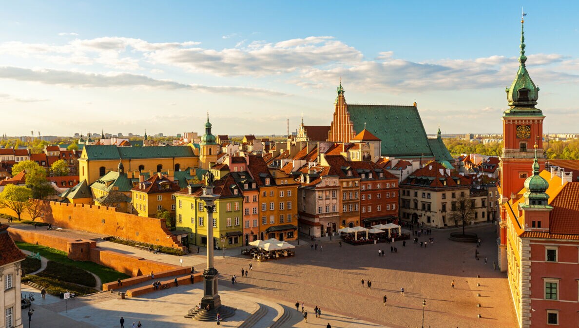 Blick auf das Warschauer Königsschloss und die Altstadt.