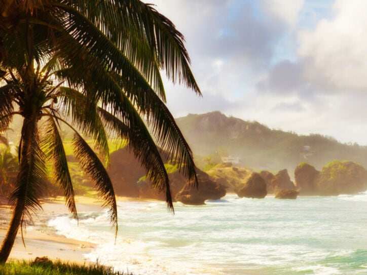 Sonnenuntergang am Strand von Barbados.