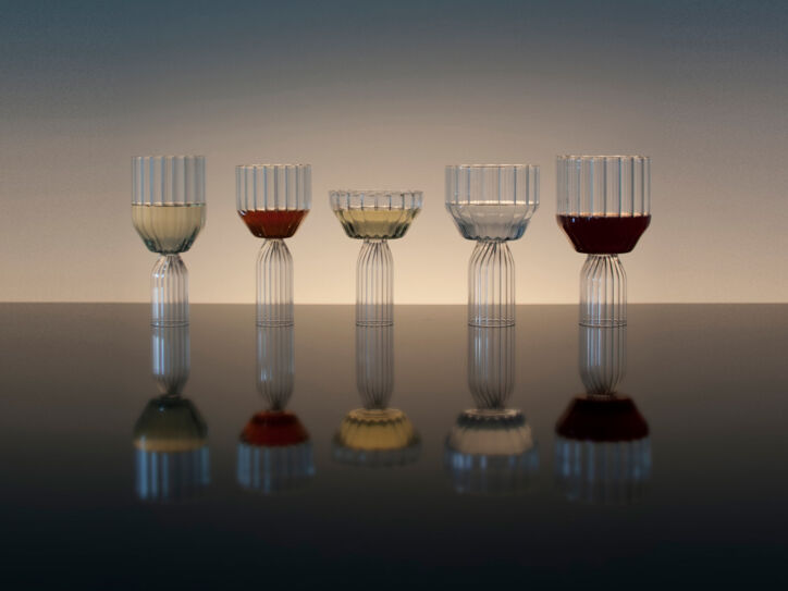 Fünf ausgefallene Weingläser von Fferone aus der Margot Collection