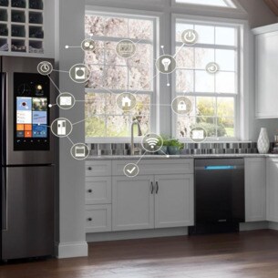 Küche mit dem smarten Kühlschrank Family-Hub-2.0