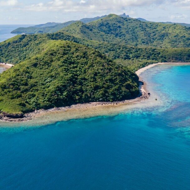 Luftaufnahme der Inselgruppe Yasawa Islands der Fidschi-Inseln.