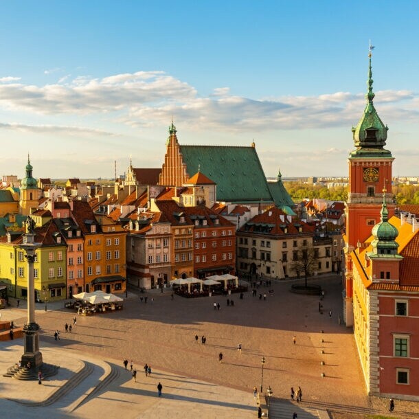 Blick auf das Warschauer Königsschloss und die Altstadt.