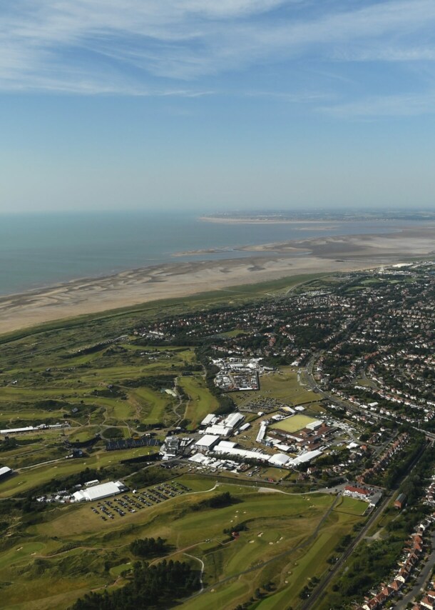 Der Blick auf den Royal Birkdale Golf Club im englischen Southport
