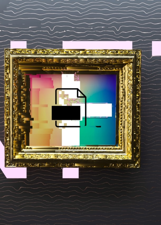 Abstrakte Fotomontage von goldenem Bilderrahmen und Vektorgrafik