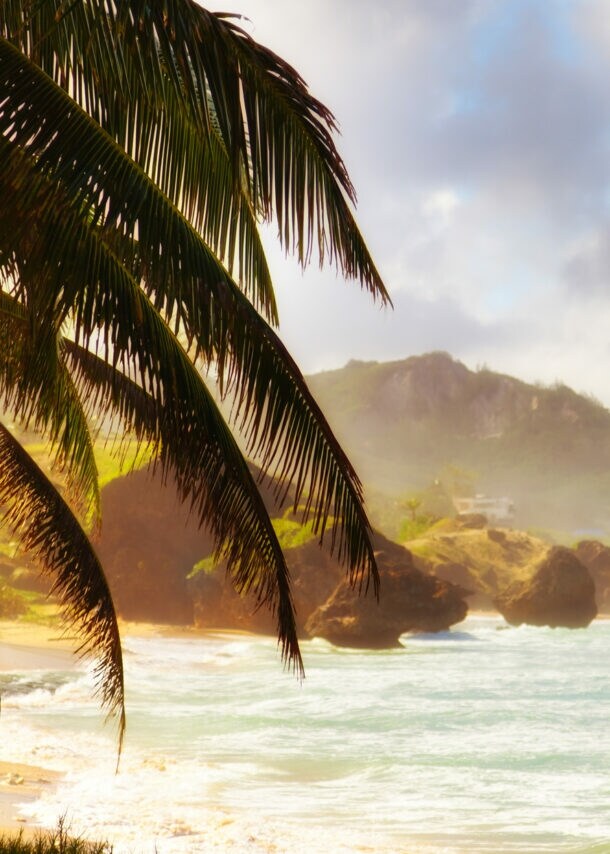Sonnenuntergang am Strand von Barbados.