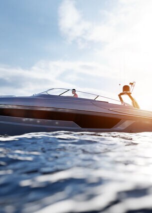 Speedboot auf dem Meer an einem sonnigen Tag