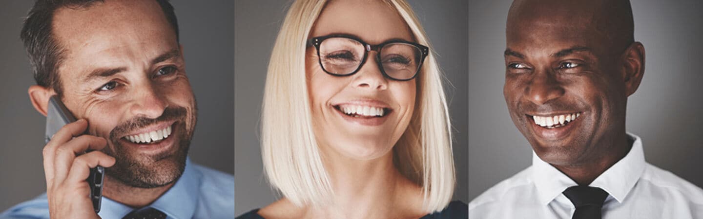 Bilder von 3 Menschen mit unterschiedlichem Alter, Geschlecht und kultureller Herkunft sind nebeneinander dargestellt