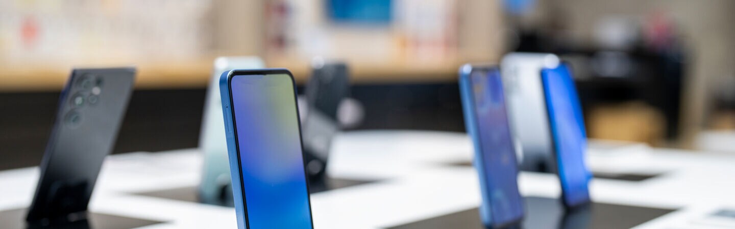 Msartphones auf dem Verkaufsstand