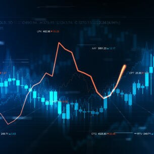Börseninformationen in Form von Zahlen und Diagrammen angezeigt.