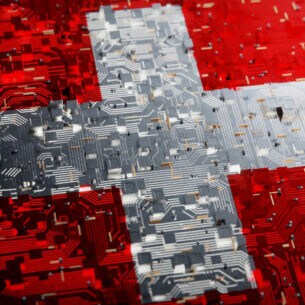 Ein 3D-Rendering der Schweizer Nationalflagge