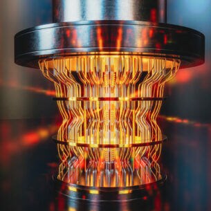 Eine Visualisierung einer Quantencomputereinheit.