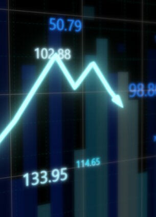 Ein zackiger Kurvenverlauf auf einem Bildschirm mit einigen Dezimalzahlen