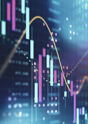 Ein Börsendiagramm mit steigenden und fallenden Kursen