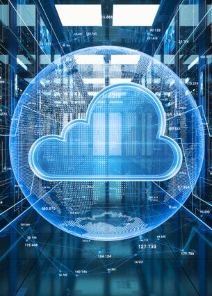 Die Illustration einer Wolke in einem Rechenzentrum.