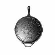 Lodge Canadiana Series 12 inch cast iron skillet with iconic maple leaf scene