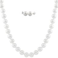 linkToText Bella Pearls 7-8mm Freshwater Pearl 18” Necklace With Matching Stud Earrings (White) detailsPageText