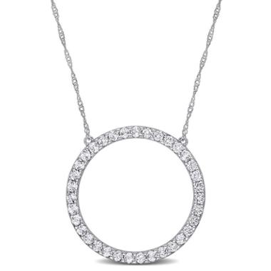 Delmar Jewelry Open Circle Pendant with Chain (White Topaz)