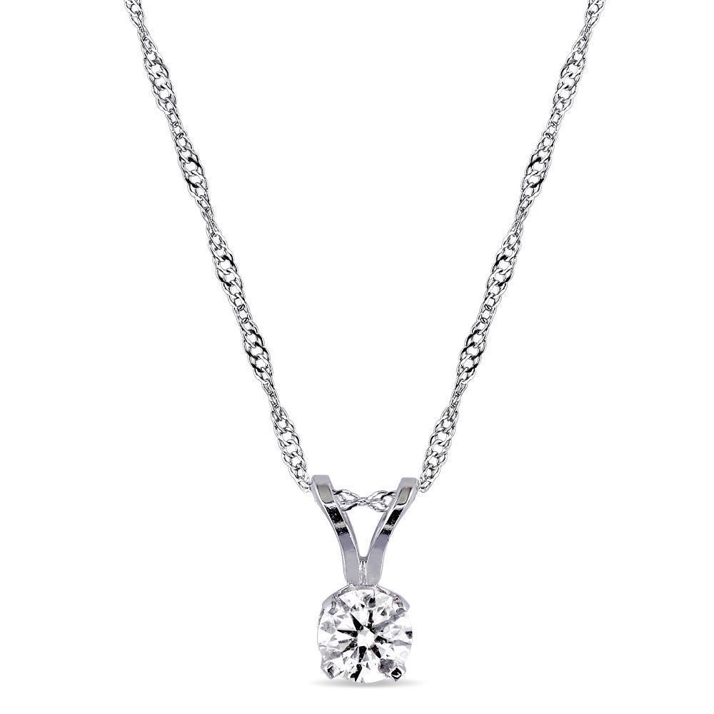 Delmar Jewelry Diamond Solitaire White Gold Pendant
