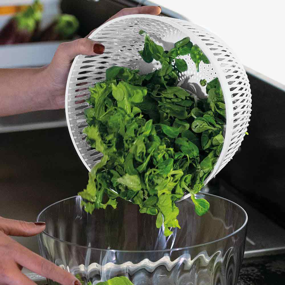 Guzzini  Kitchen Active Design Collection Spin &amp; Store Salad Spinner With Lid (26cmx19cm)