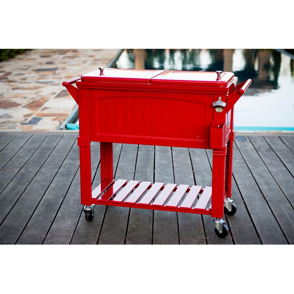 Permasteel 80 Quart Patio Cooler Furniture Style (Red)