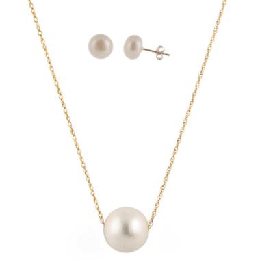 Bella Pearls Freshwater Pearl Slider Pendant and Earring Set