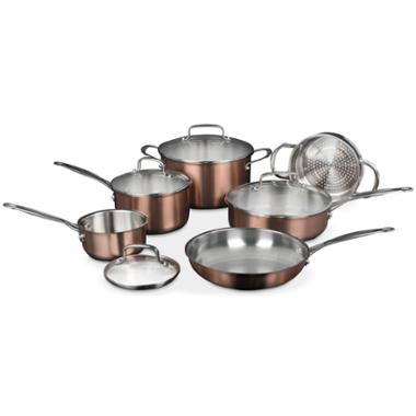 Cuisinart<sup>®</sup> 10 piece Classic Collection Stainless Steel Metallic Copper Cookware Set