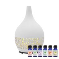 linkToText T-Zone™ Health Ceramic Diffuser with 6 Essential Oils (White) detailsPageText
