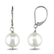 linkToText Delmar Jewelry 10-11 mm Freshwater Pearl Lever Back Earrings (Silver) detailsPageText