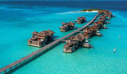 Aerial View of Jetty and Three Palm Island
