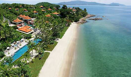 Trisara embraces a pristine private access beach on the Andaman Sea.