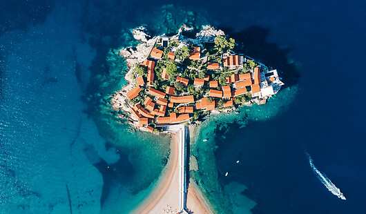 Aerial View of Aman Sveti Stefan, Montenegro
