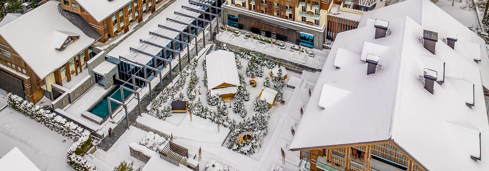 Aerial view of Winter Village