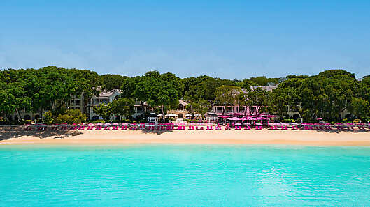 View of Sandy Lane and its White Coral Sand Beach from the Water 