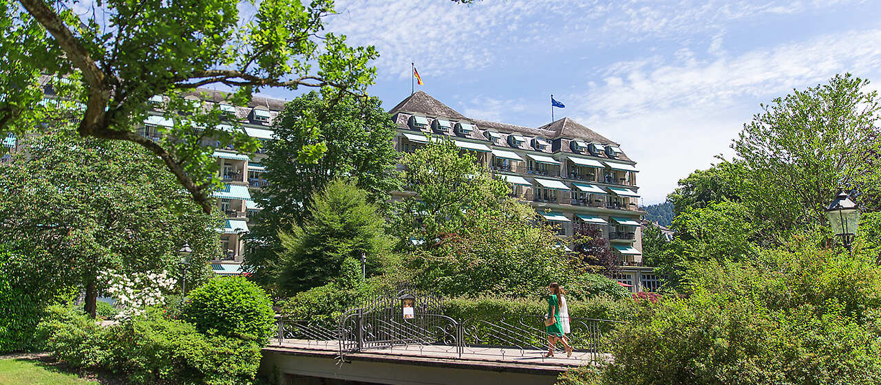 Hotel exterior with private park