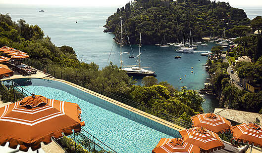 Aerial View of Hotel Pool and Sea Views