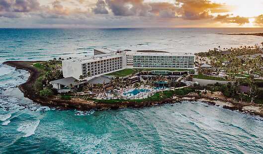 View of Turtle Bay Resort on Oahu's North Shore. 