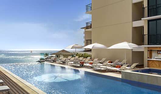 Infinity Pool, Hot Tub, and Cabanas