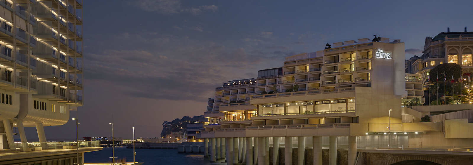 Picture of the Façade by Night of Fairmont Monte Carlo