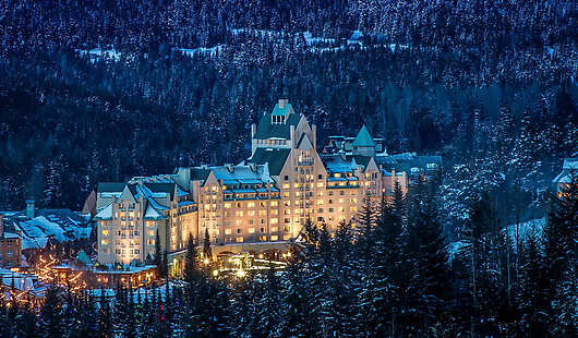 Fairmont Chateau Whistler, located at the base of Blackcomb Mountain.