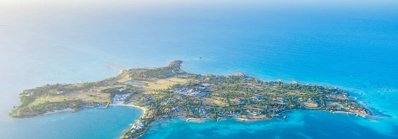 Aerial Shot of the Entirety of Jumby Bay Island