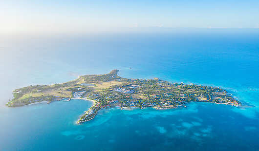 Aerial Shot of the Entirety of Jumby Bay Island