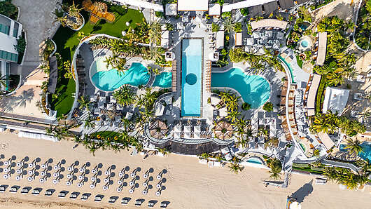 Aerial View of Hotel and Beach