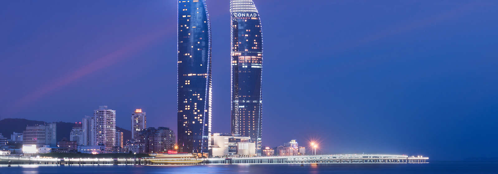 Conrad Xiamen exterior view at night