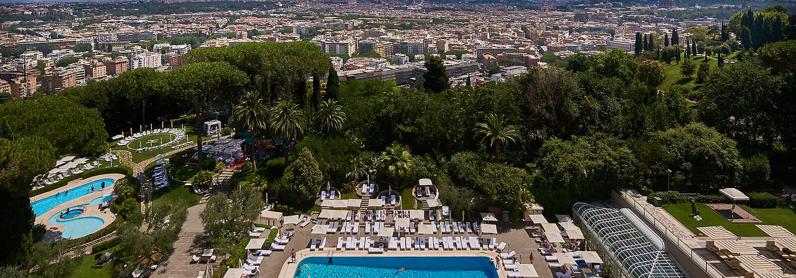 Daytime view over Rome from the terrace of Rome Cavalieri, A Waldorf Astoria