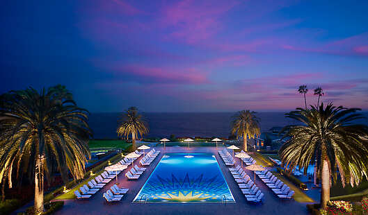 Montage Laguna Beach Mosaic Pool at twilight