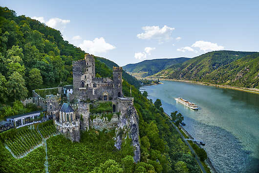 Viking Longship, Rheinstein Castle, Rhine River