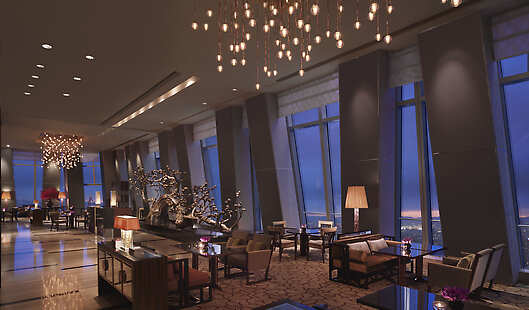 Lounge is located on the 80th floor, perched high above the city and with extraordinary views of Beijing. 