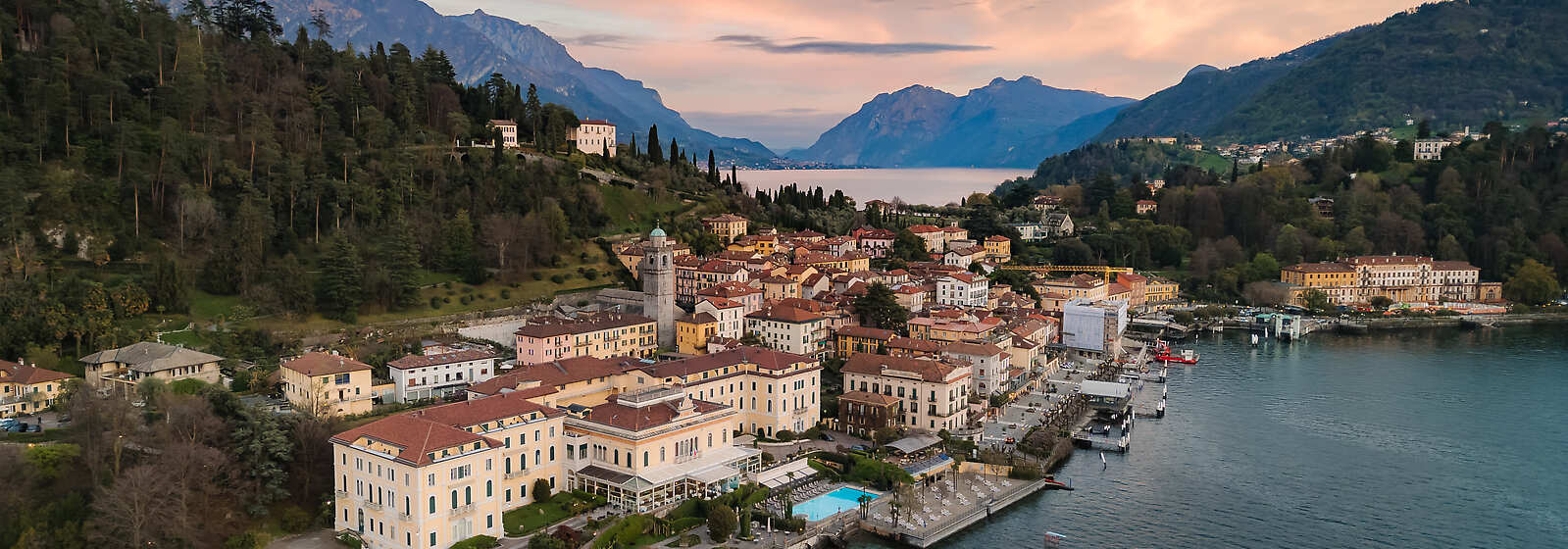 Aerial View of Grand Hotel Villa Serbelloni and Lake Como